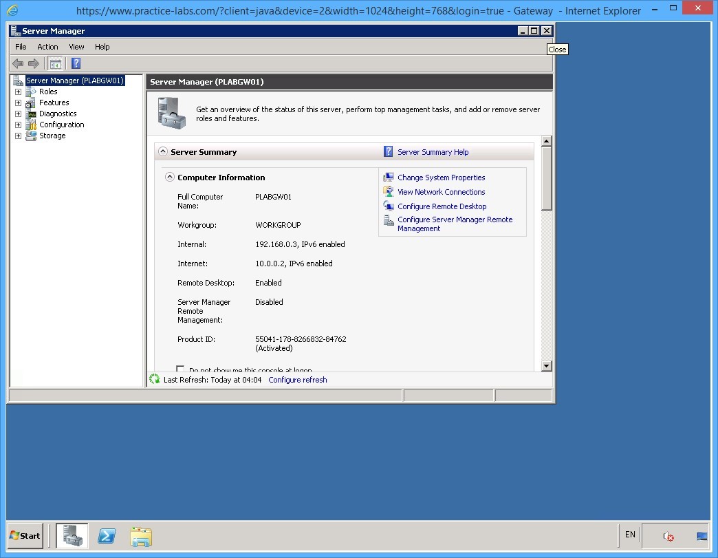 Practice Labs screenshot.
